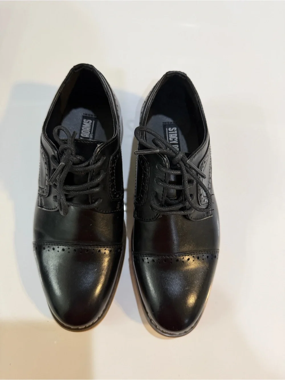 Stacy Adams Dickinson Boys Black Cap Toe Oxford Dress Shoes Size 13 Little Boy